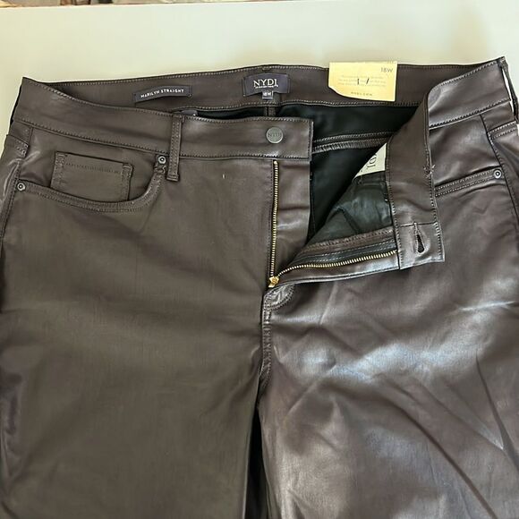 NWOT NYDJ Uplift Coated Marilyn Straight Jeans In Eggplant Coated Size 18 W - Picture 8 of 14